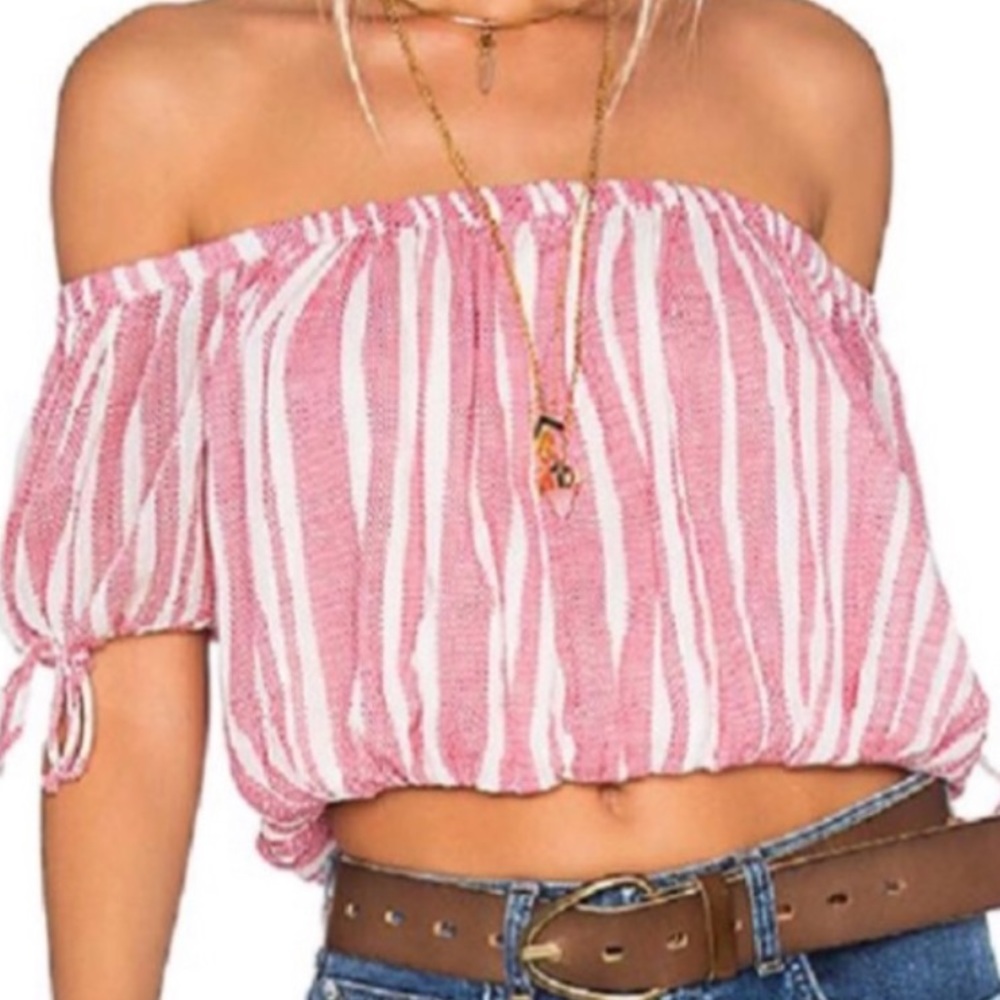 Tularosa red and white striped crop top // Side Medium
